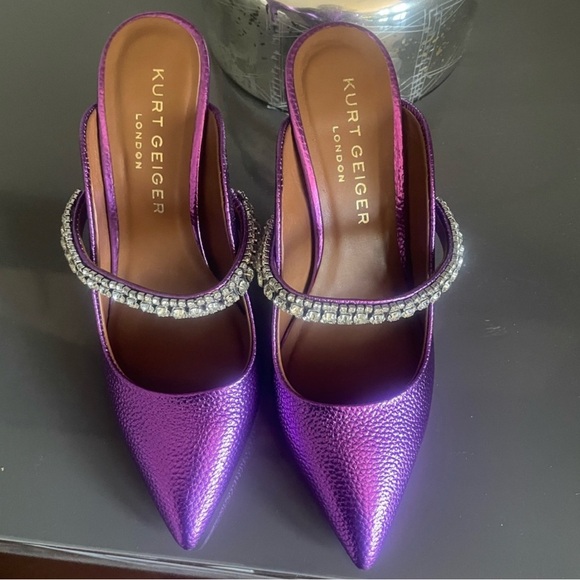 Kurt Geiger Purple Heels with Rhinestone Trim - Picture 2 of 5